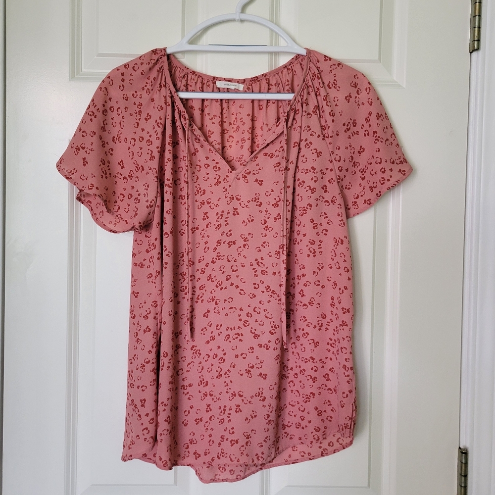 Maurices Pink Leopard Print Blouse